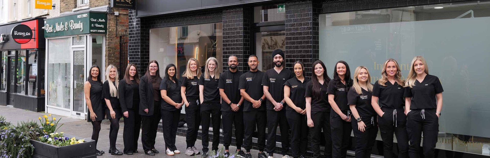 The Smile HQ dental team outside the practice in Brentwood