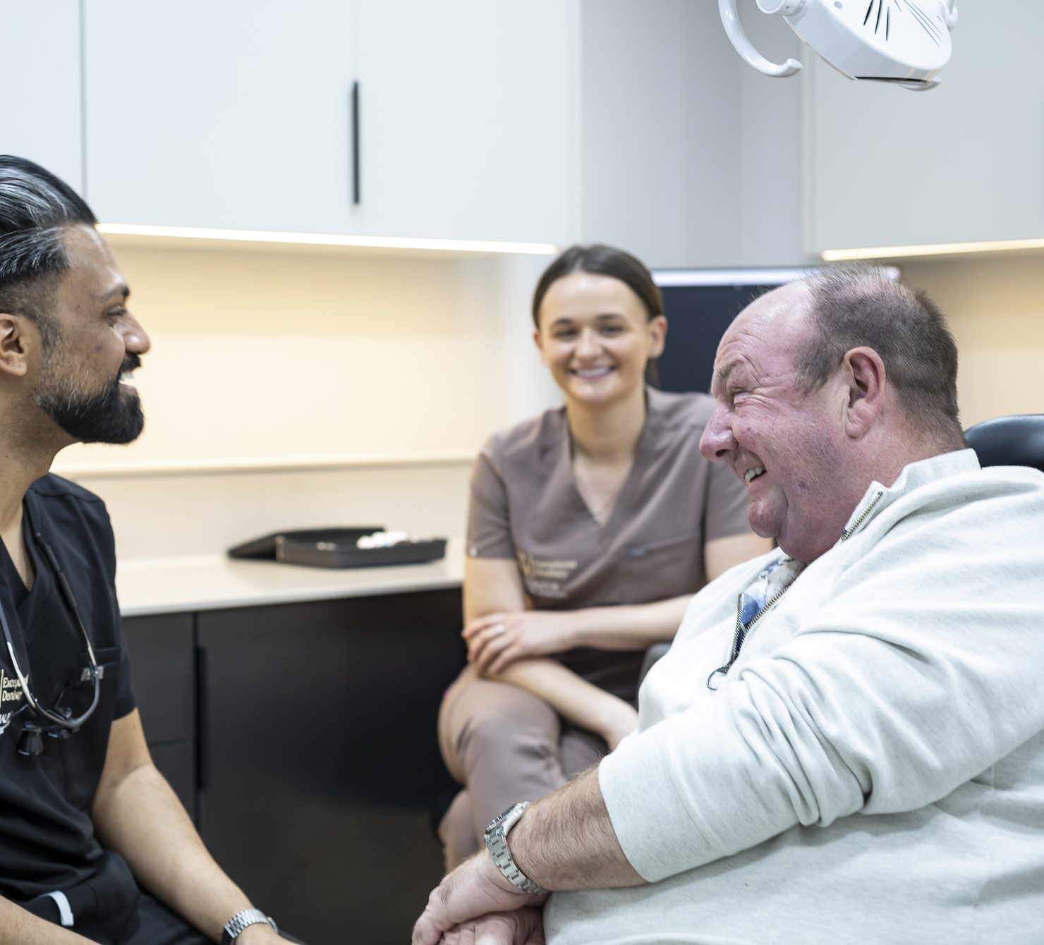SmileHQ Health Care team putting a nervous patient at ease in Brentwood